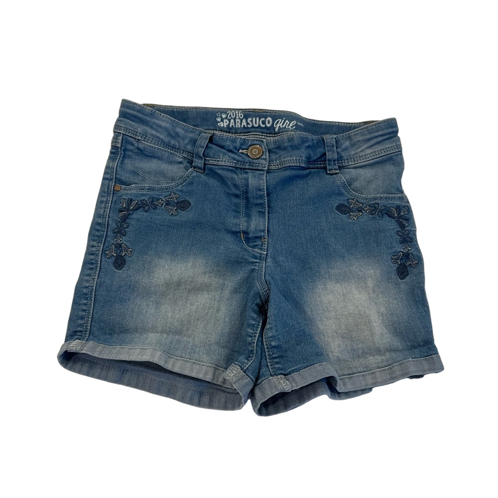 4/20$ Parasuco Girl Blue Embroidered Denim Jean Shorts with size 14